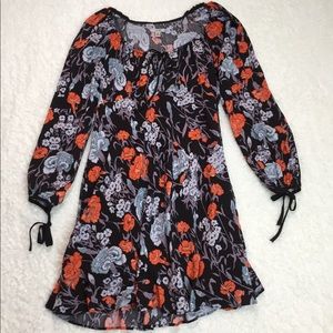 Ecote Floral Carnation Cinching Tunic Dress Size 2